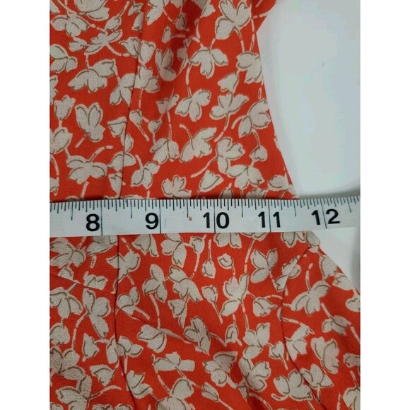 Lovley Day Dress Fit And Flare Orange Floral Rayon  Boho Chic Cottage Core‎ - Picture 7 of 8